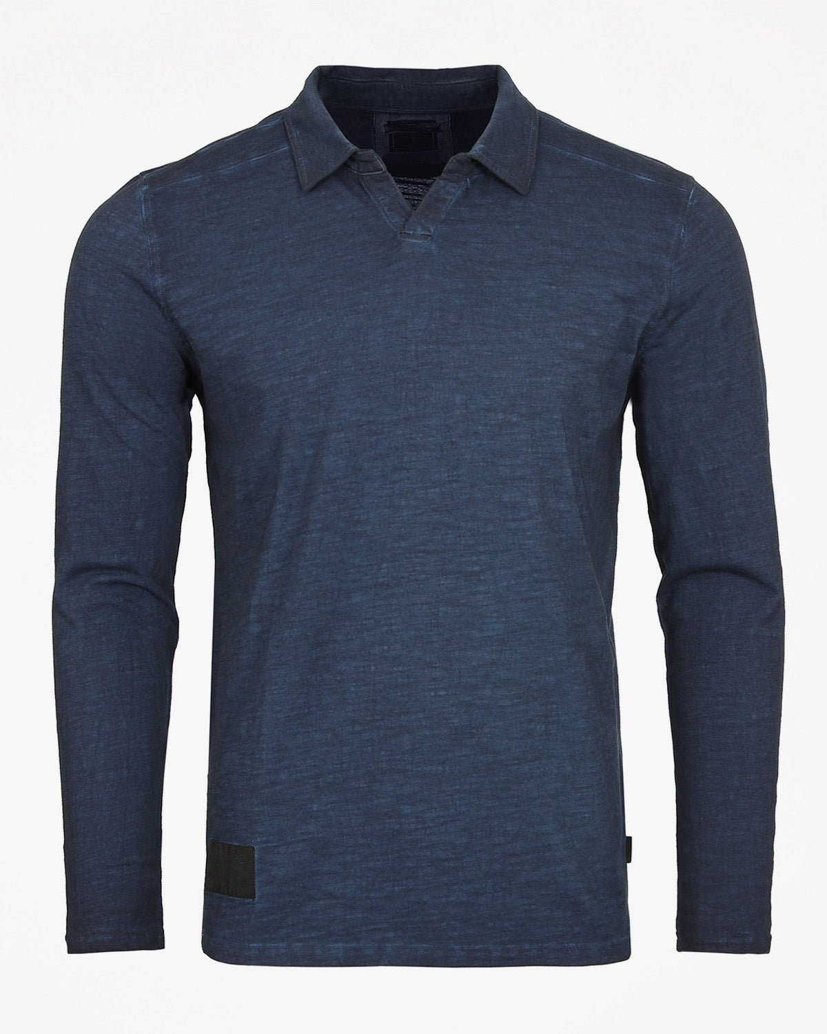 Long Sleeve Vintage Wash Henley Neck Polo Shirt